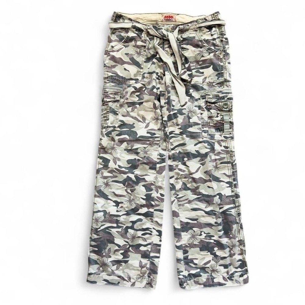 Vtg Y2K No Boundaries Camo Cargo Pants with Belt Sz 11 Utility Gorpcore Grunge